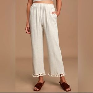 NWOT! Lulus Linen Blend Tassel Pant